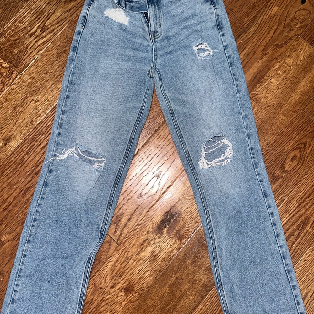 PacSun Blue Straight Leg Distressed Jeans